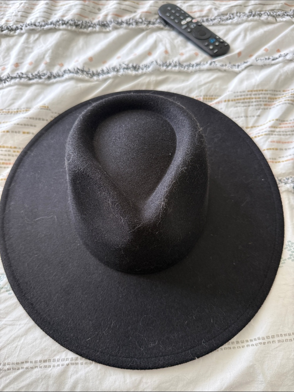 Black Women's Wide Brim Felt Fedora Hat